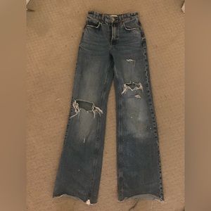 High rise wide leg zara jeans, dark wash.